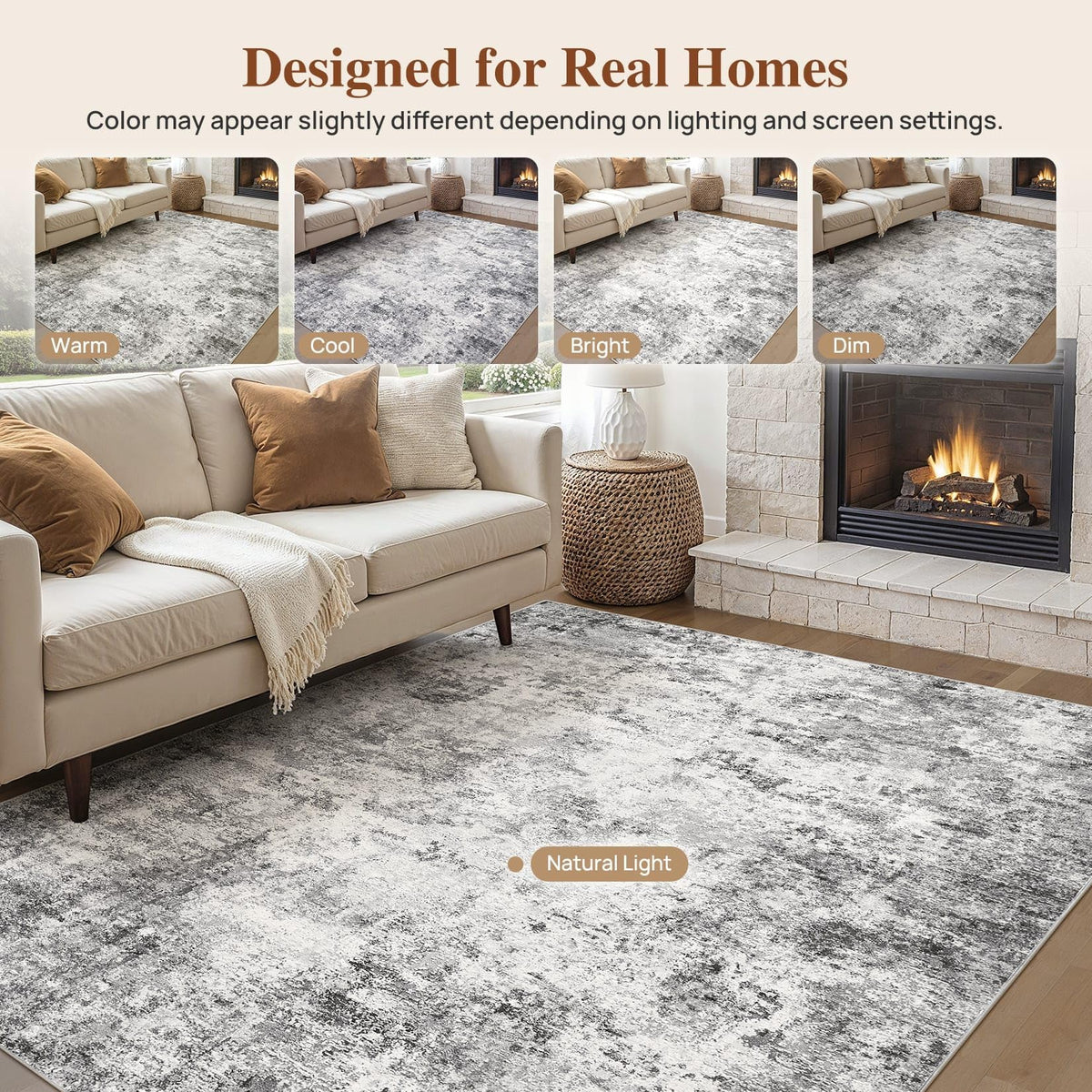 7x9 Area Rug Living Room Rugs (Grey / 7' x 9' (Rectangular))