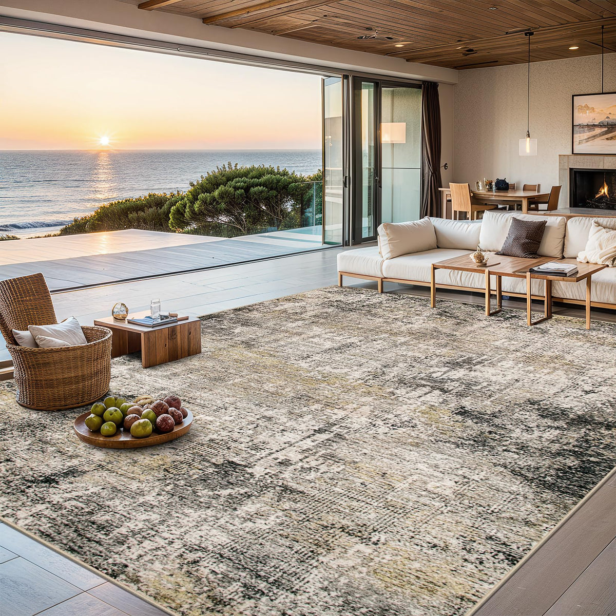 6x9 Area Rug Living Room (Brown Black Grey / 6' x 9' (Rectangular))