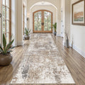 3x12 Washable Runner Rug for Hallway (Brown/Grey/Red / 3' x 12' (Runner))