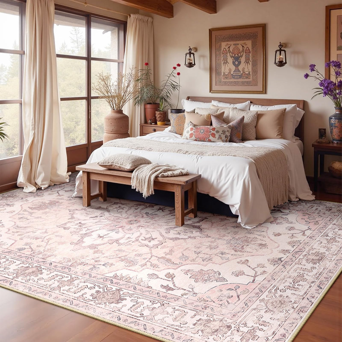 Washable Area Rug (Pink / 10' x 14' (Rectangular))
