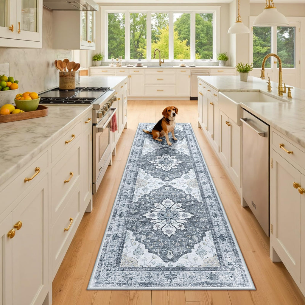 Washable Area Rug (Grey/White/Beige / 2'6" x 8' (Rectangular))