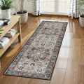 Washable Area Rug 2'6'' x 8' Vintage Traditional Persian Mat (Slate and Multicolor / 2'6" x 8' (Rectangular))