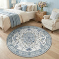 Washable Area Rug (Blue/White/Gray / 4' (Round))