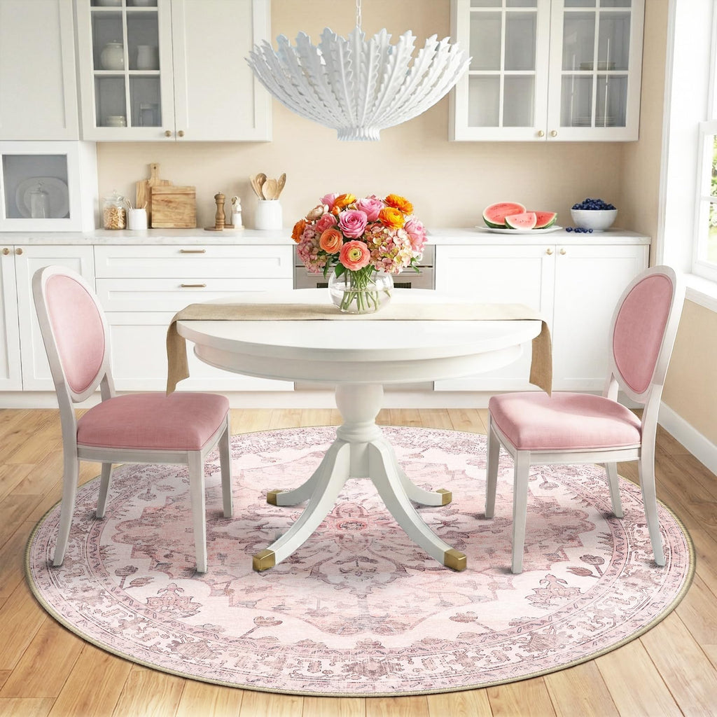 Washable Area Rug (Pink / 6' (Round))