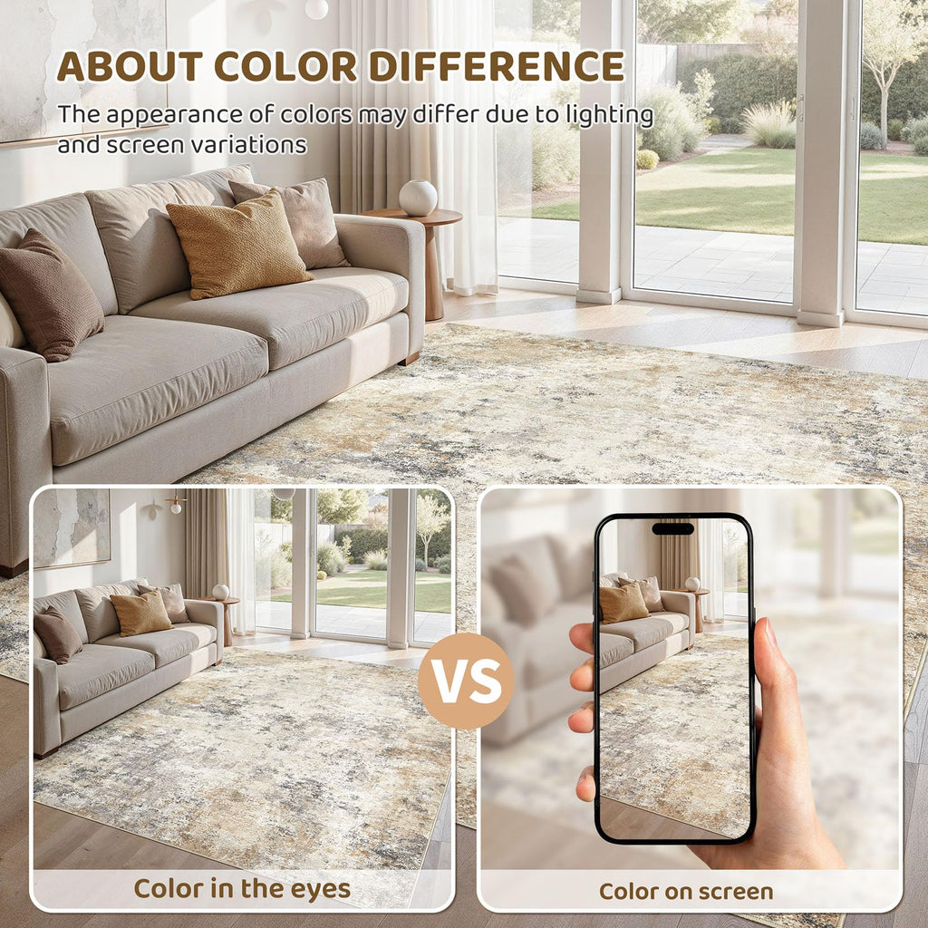 5x8 Area Rug Living Room Rugs (Golden Grey / 5' x 8' (Rectangular))