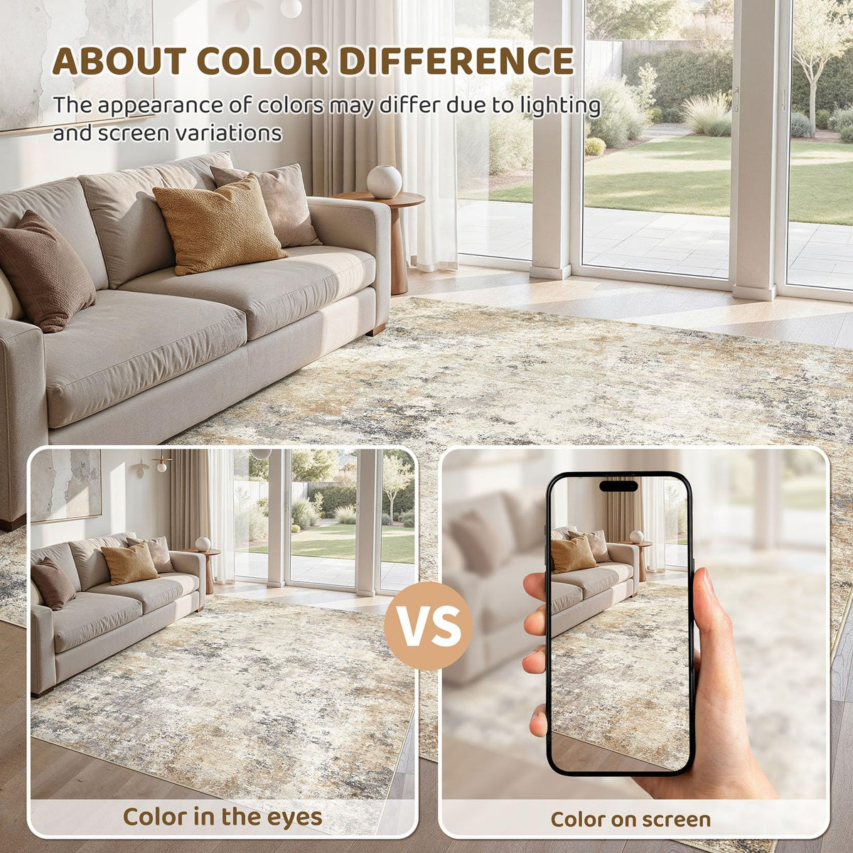5x8 Area Rug Living Room Rugs (Golden Grey / 5' x 8' (Rectangular))