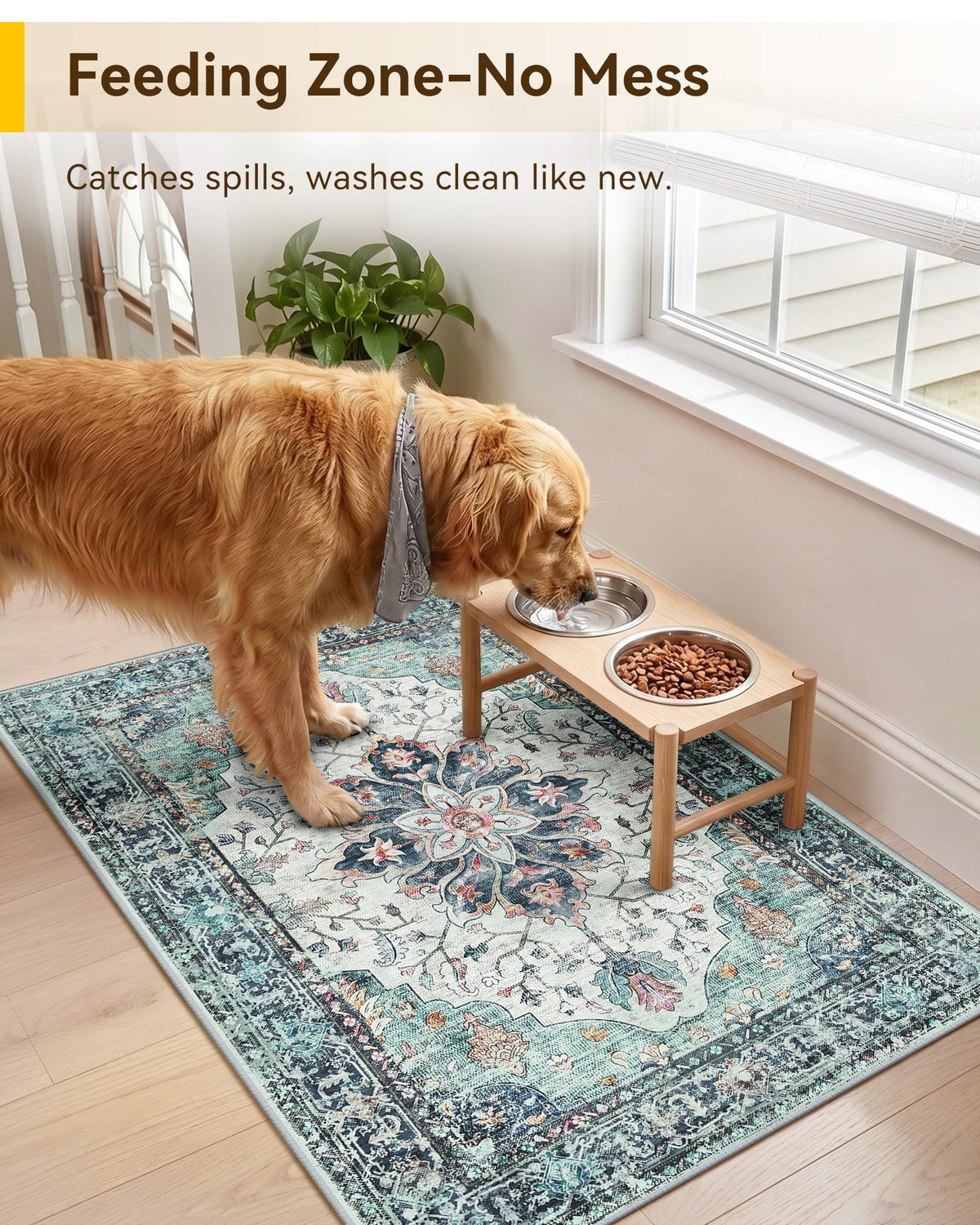 Washable Area Rug (Teal Green/White/Navy / 2' x 3' (Rectangular))