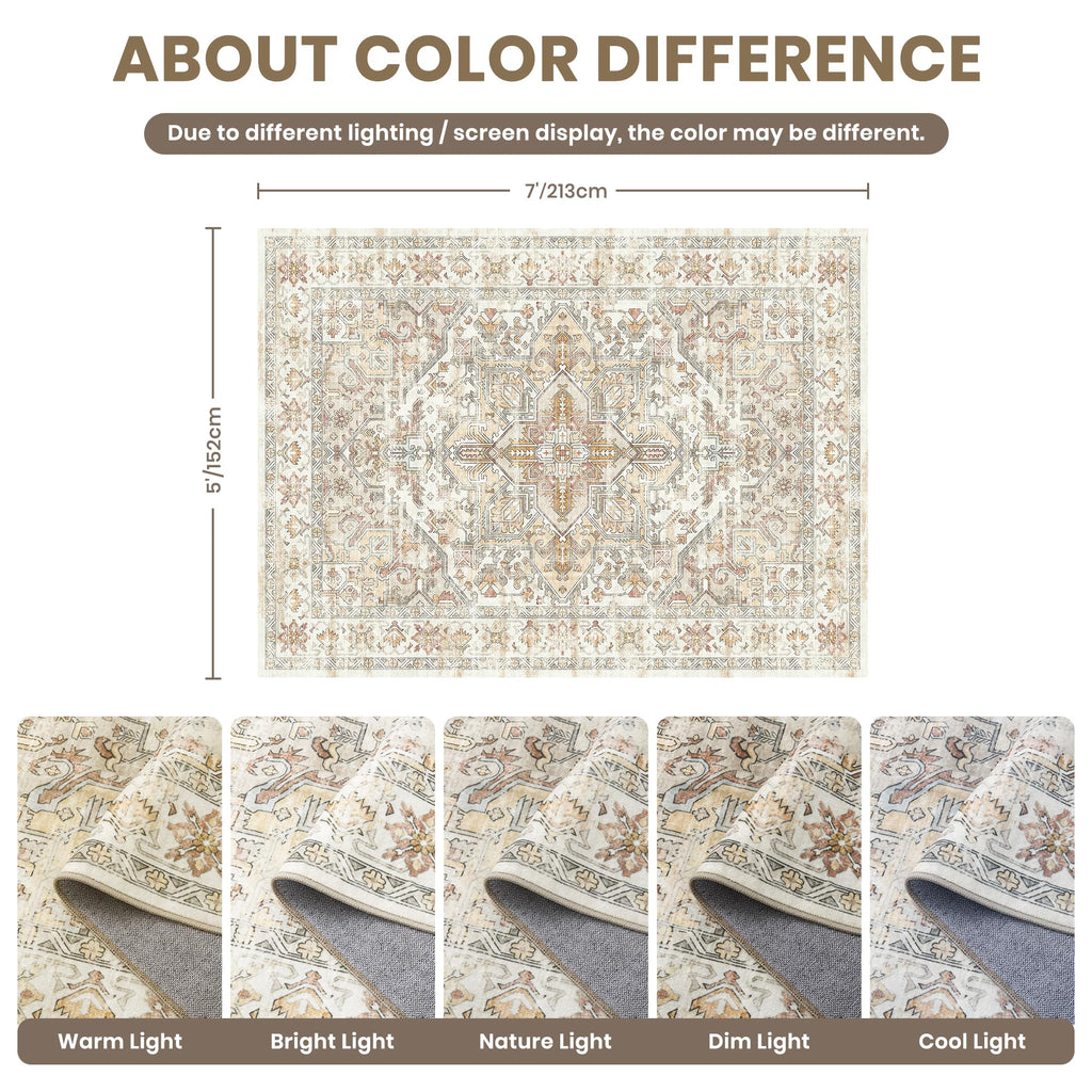 5x7 Area Rugs for Living Room (Orange/Beige / 5' x 7' (Rectangular))