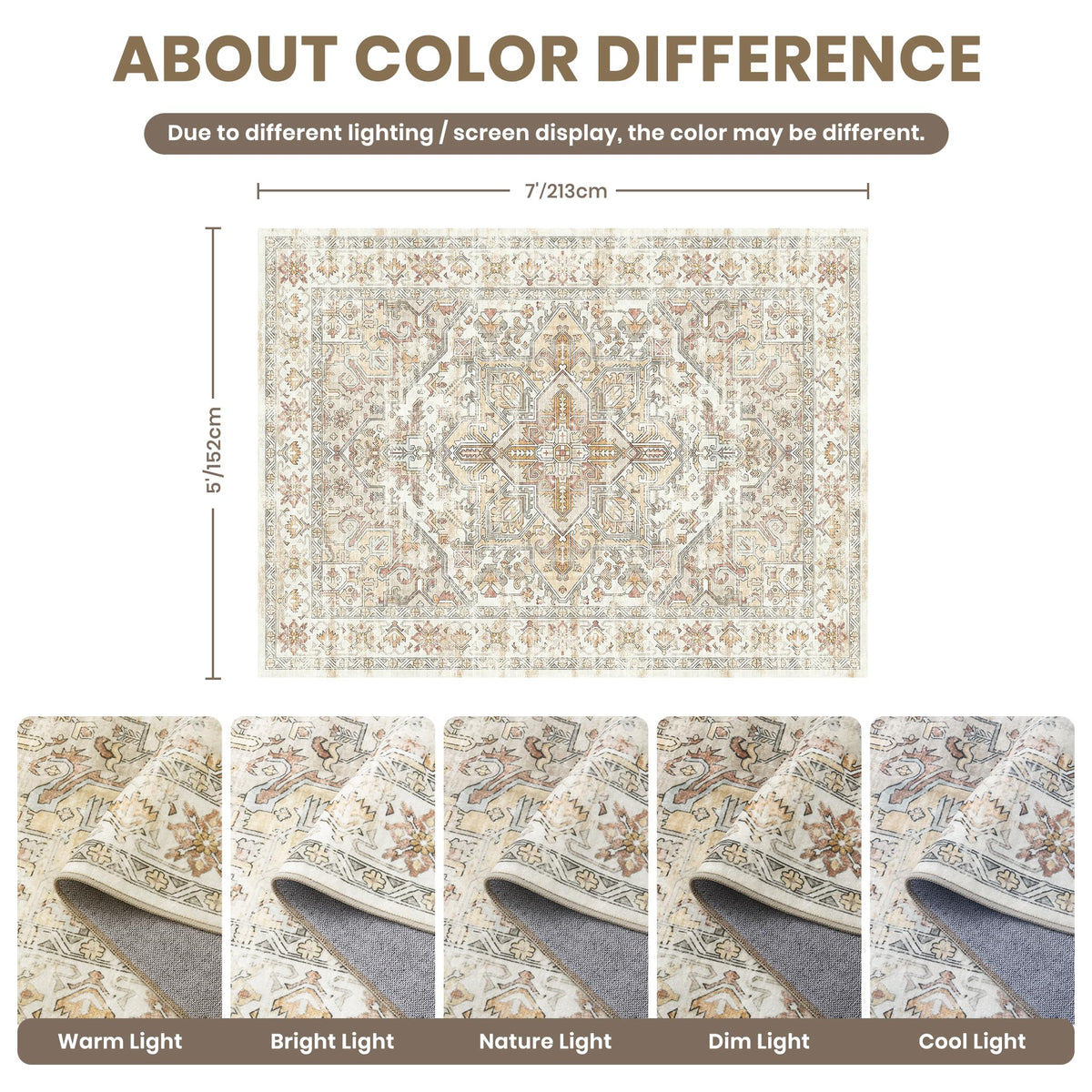 5x7 Area Rugs for Living Room (Orange/Beige / 5' x 7' (Rectangular))