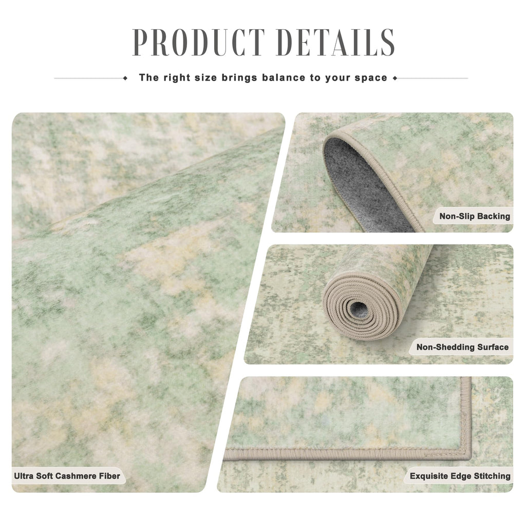 5x8 Area Rug Living Room (Green Cream / 5' x 8' (Rectangular))
