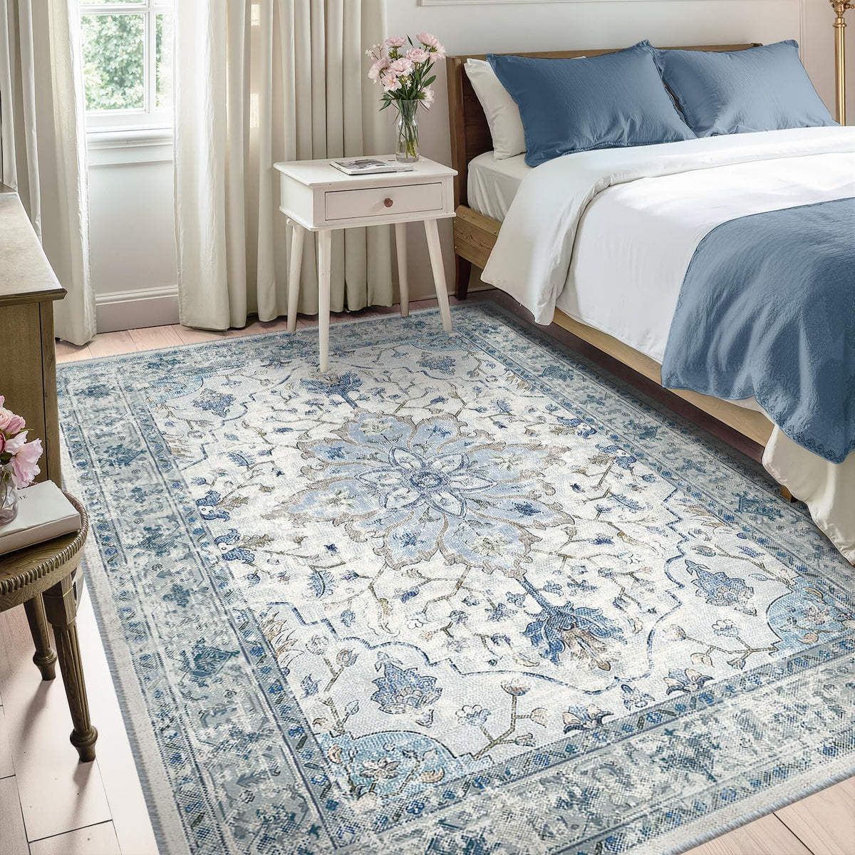 Washable Area Rug (Blue/White/Gray / 5' x 8' (Rectangular))