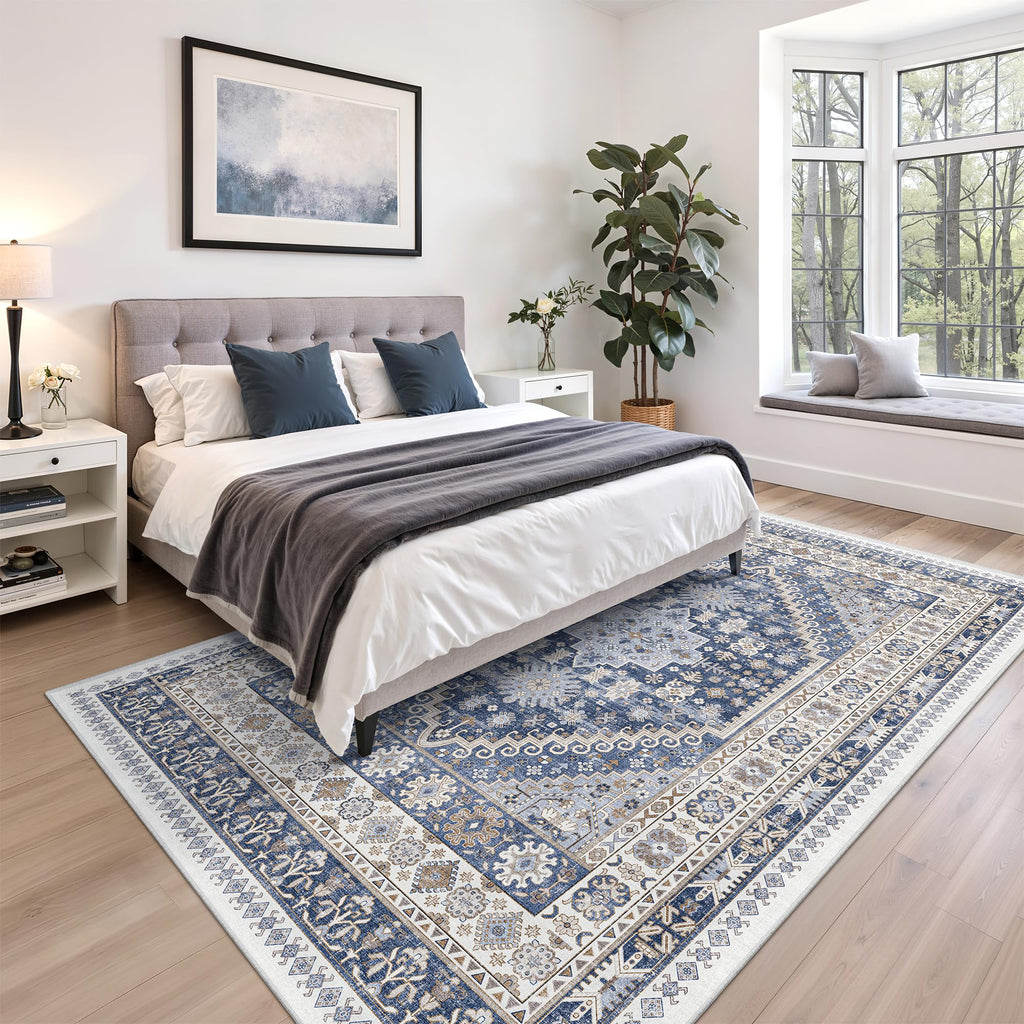 5x8 Area Rugs for Living Room (Blue/Beige / 5' x 8' (Rectangular))
