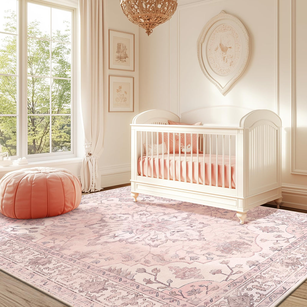 Washable Area Rug (Pink / 6' x 8' (Rectangular))