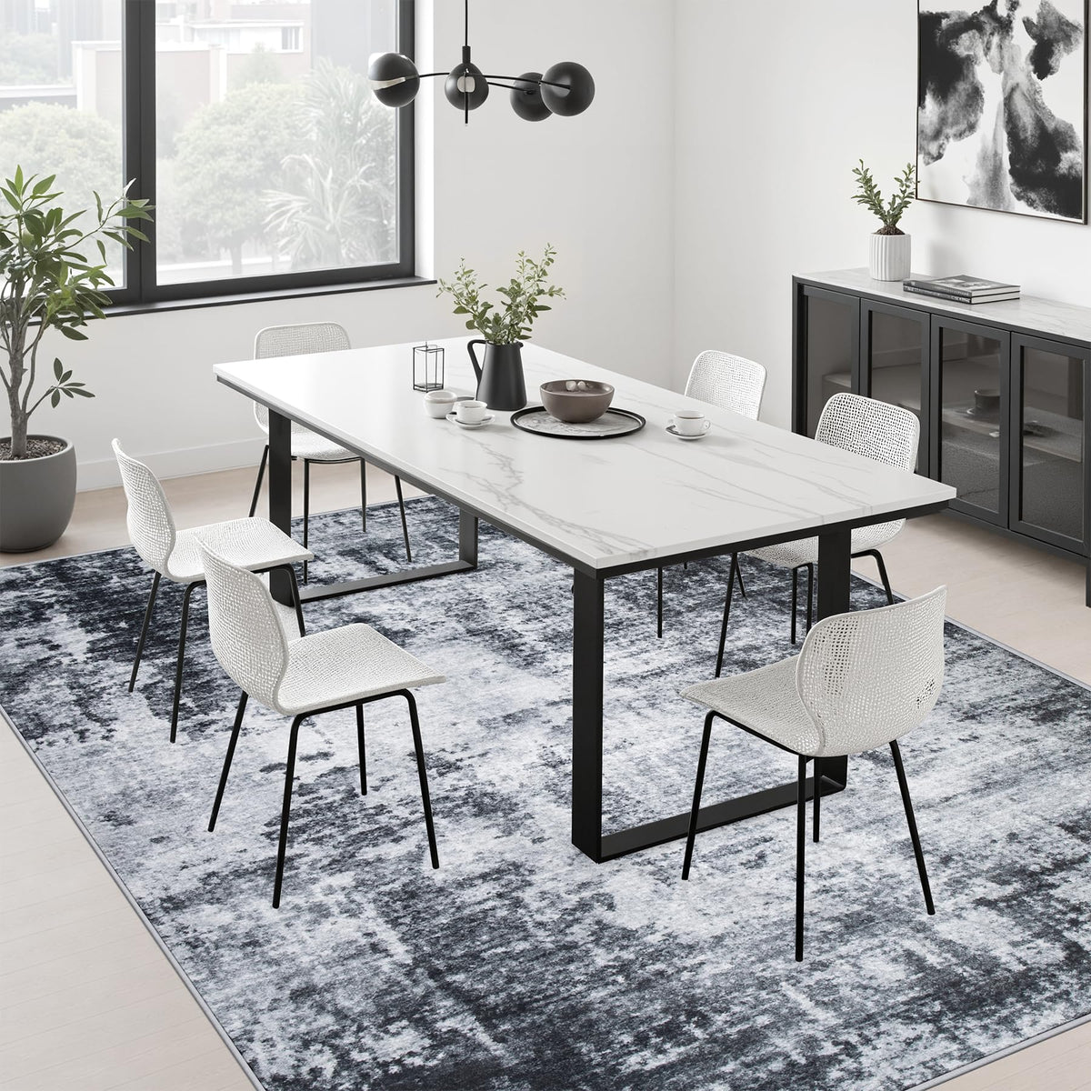 8x10 Area Rug Living Room Rug (Dark Black / 8' x 10' (Rectangular))