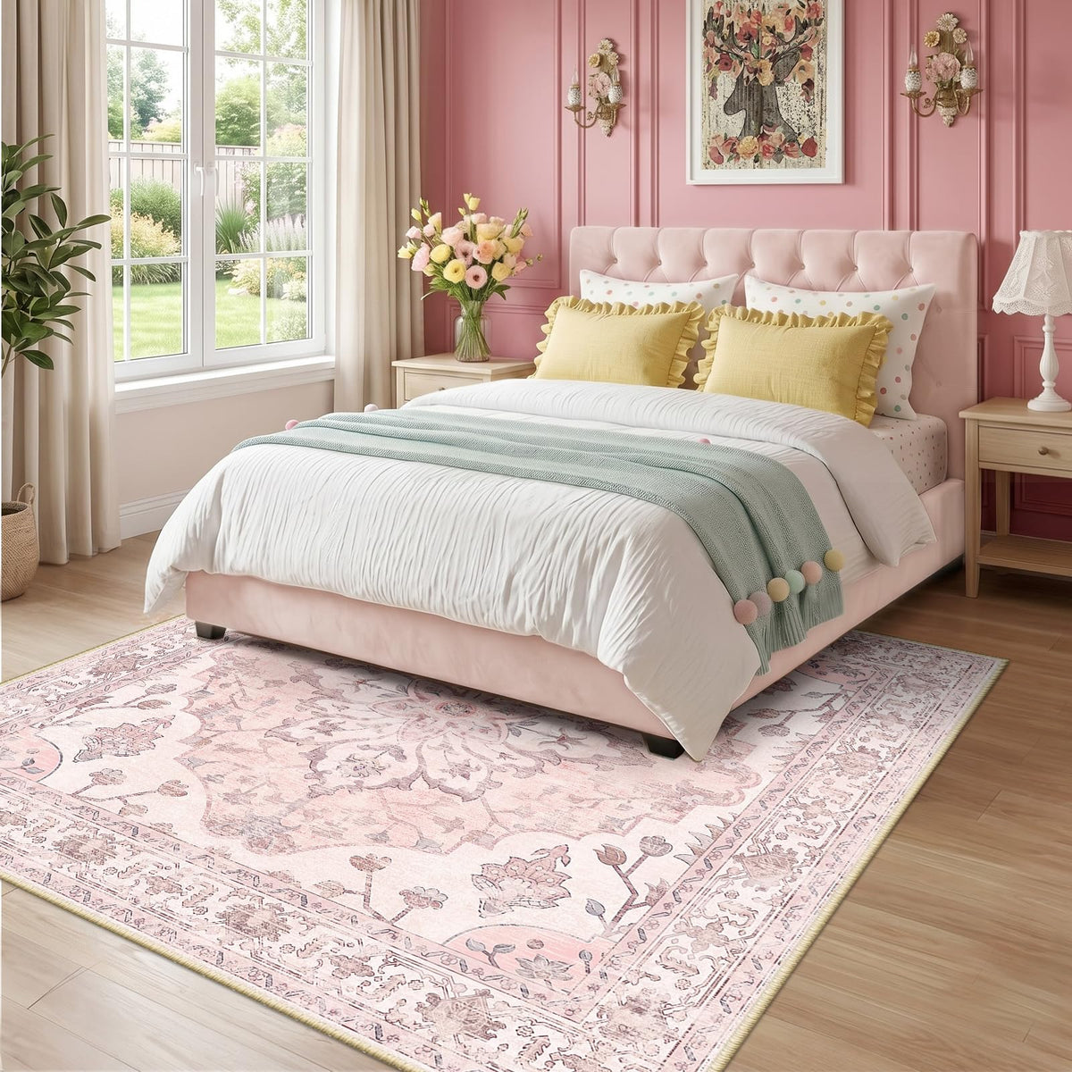Washable Area Rug (Pink / 7' x 7' (Square))