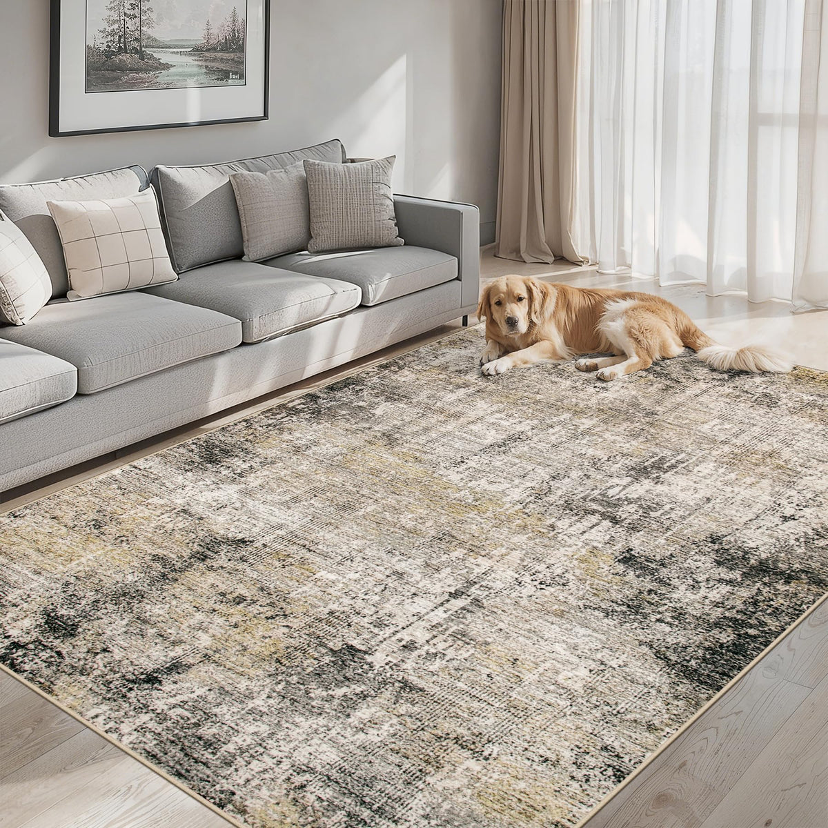 6x9 Area Rug Living Room (Brown Black Grey / 6' x 9' (Rectangular))