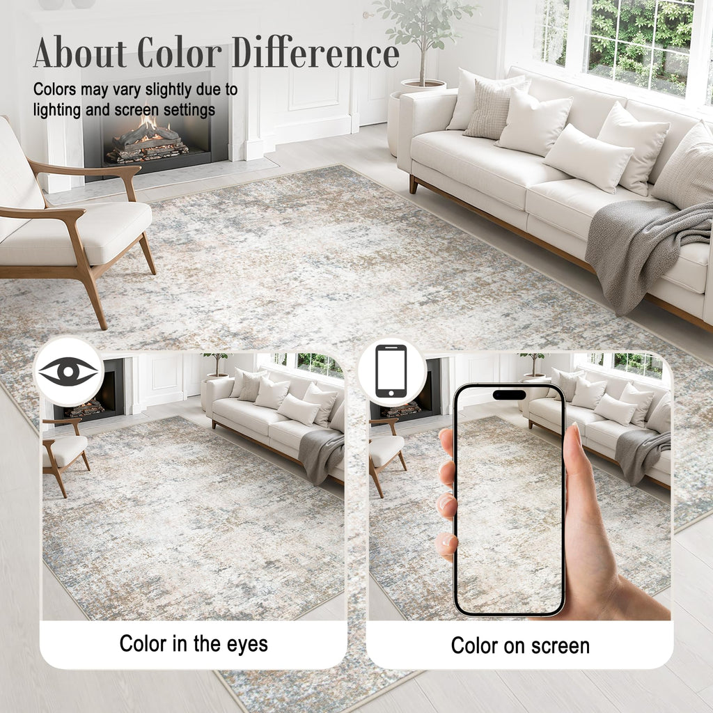 5x7 Area Rug Living Room (Brown Grey / 5' x 7' (Rectangular))