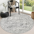 Round Area Rug Living Room (Retro Black Grey / 5' (Round))