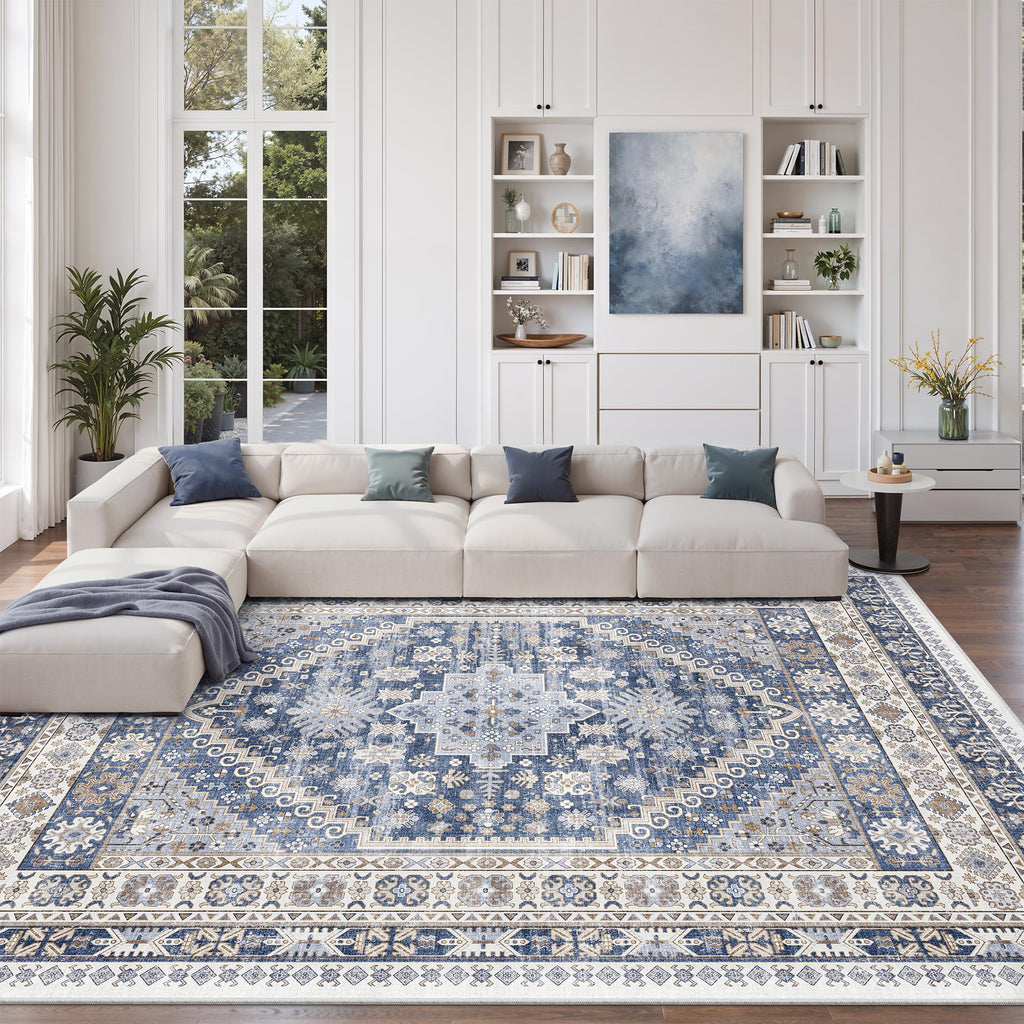 8x12 Area Rugs for Living Room (Blue/Beige / 8' x 12' (Rectangular))