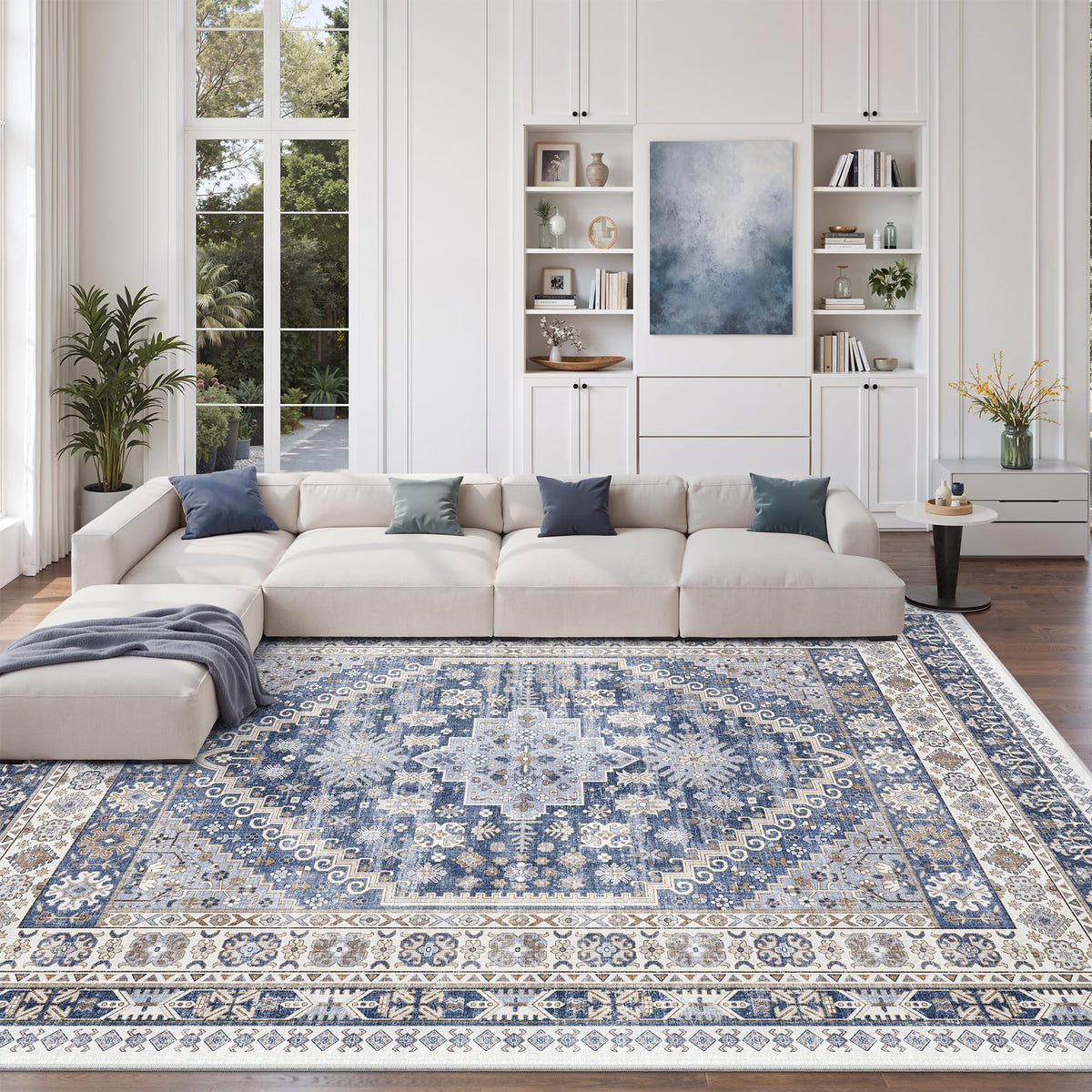 8x12 Area Rugs for Living Room (Blue/Beige / 8' x 12' (Rectangular))