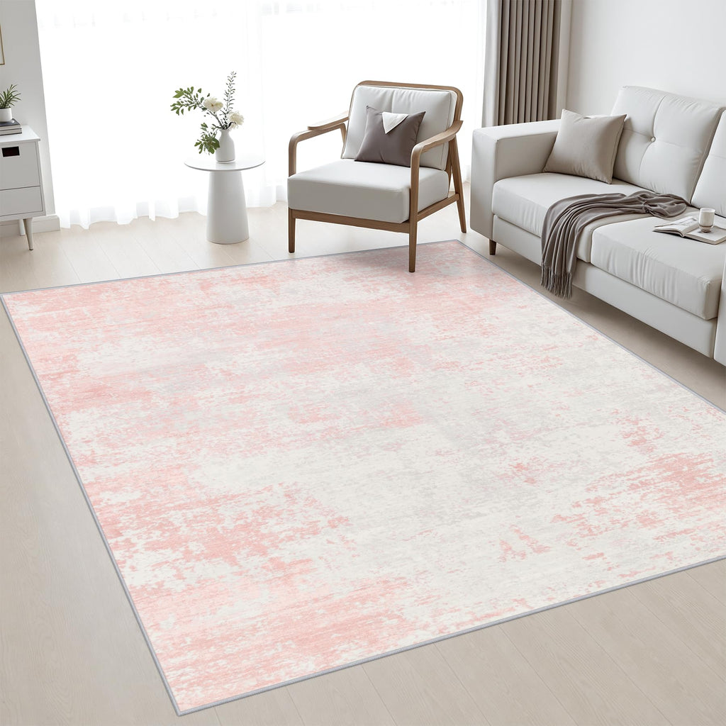 Area Rug Living Room (Pink White / 5' x 5' (Square))