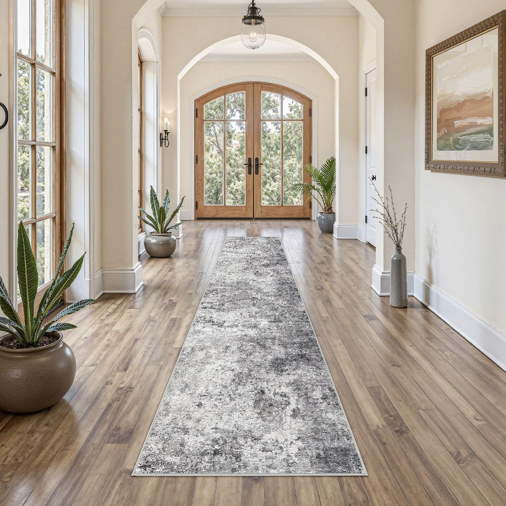 2x10 Washable Runner Rug for Hallway (Grey / 2' x 10' (Runner))
