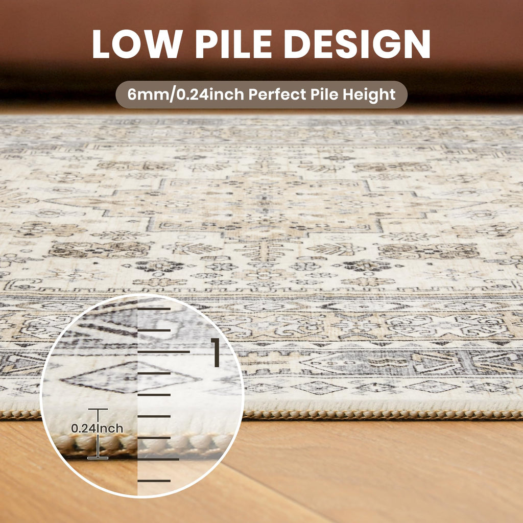 Round Rug 6ft (Beige/Grey / 6' (Round))