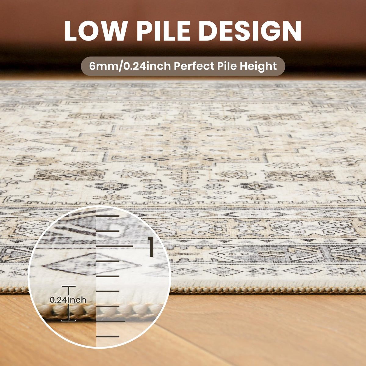 Round Rug 6ft (Beige/Grey / 6' (Round))
