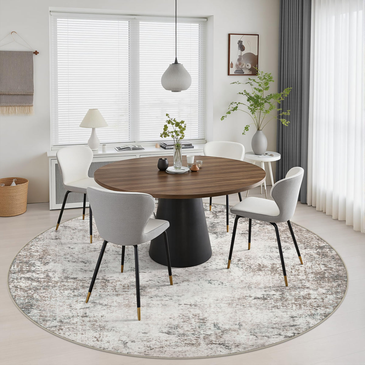 Round Area Rug Living Room (Brown Grey / 6' (Round))