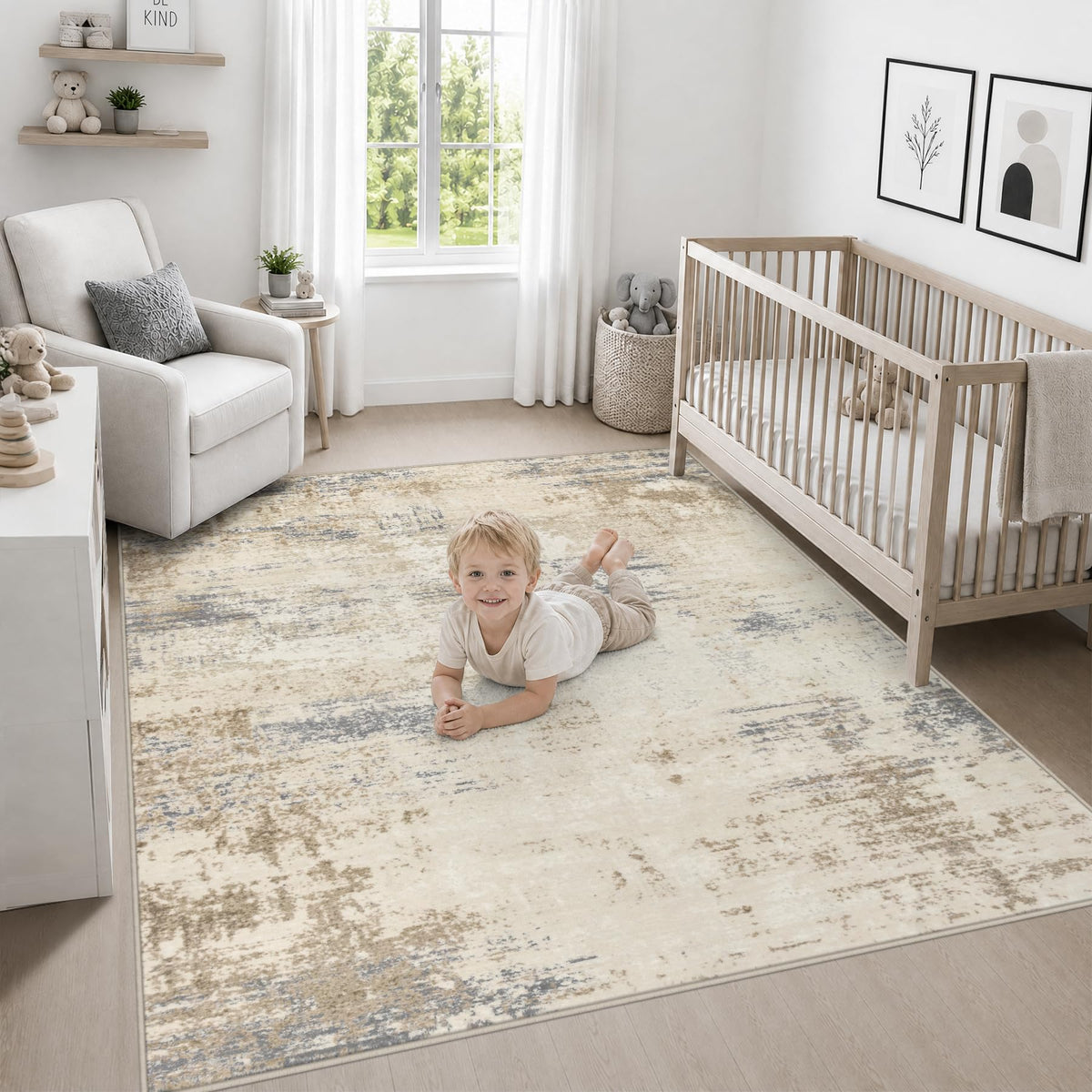 Area Rug Living Room (Beige Brown / 8' x 8' (Square))
