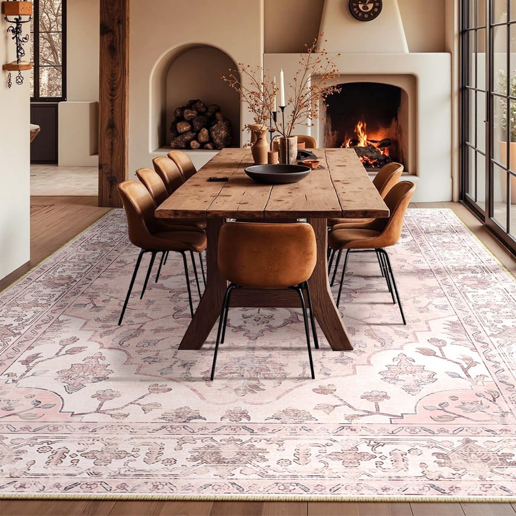 Washable Area Rug (Pink / 10' x 14' (Rectangular))