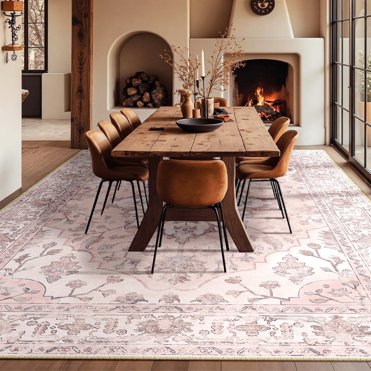 Washable Area Rug (Pink / 10' x 14' (Rectangular))
