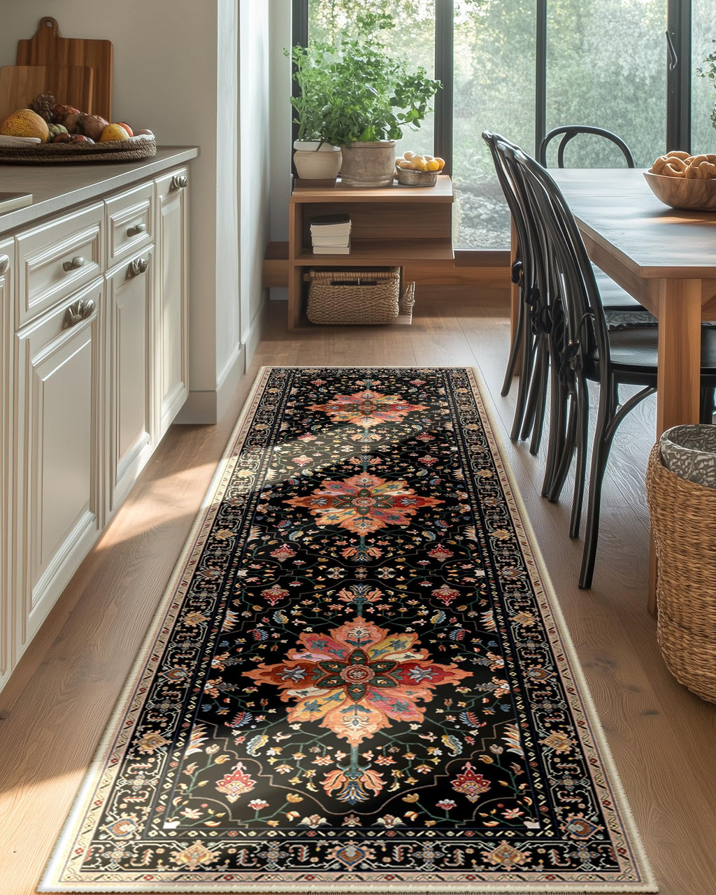 Washable Area Rug (Black/Colorful / 2' x 8' (Rectangular))