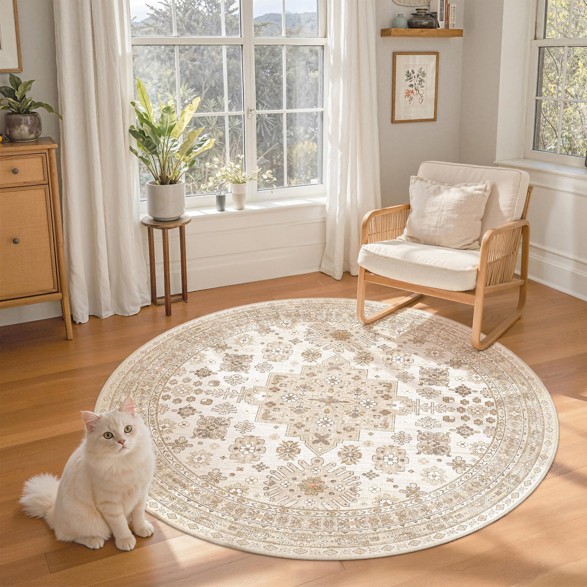 Round Rug 6ft (Cream/Beige / 6' (Round))