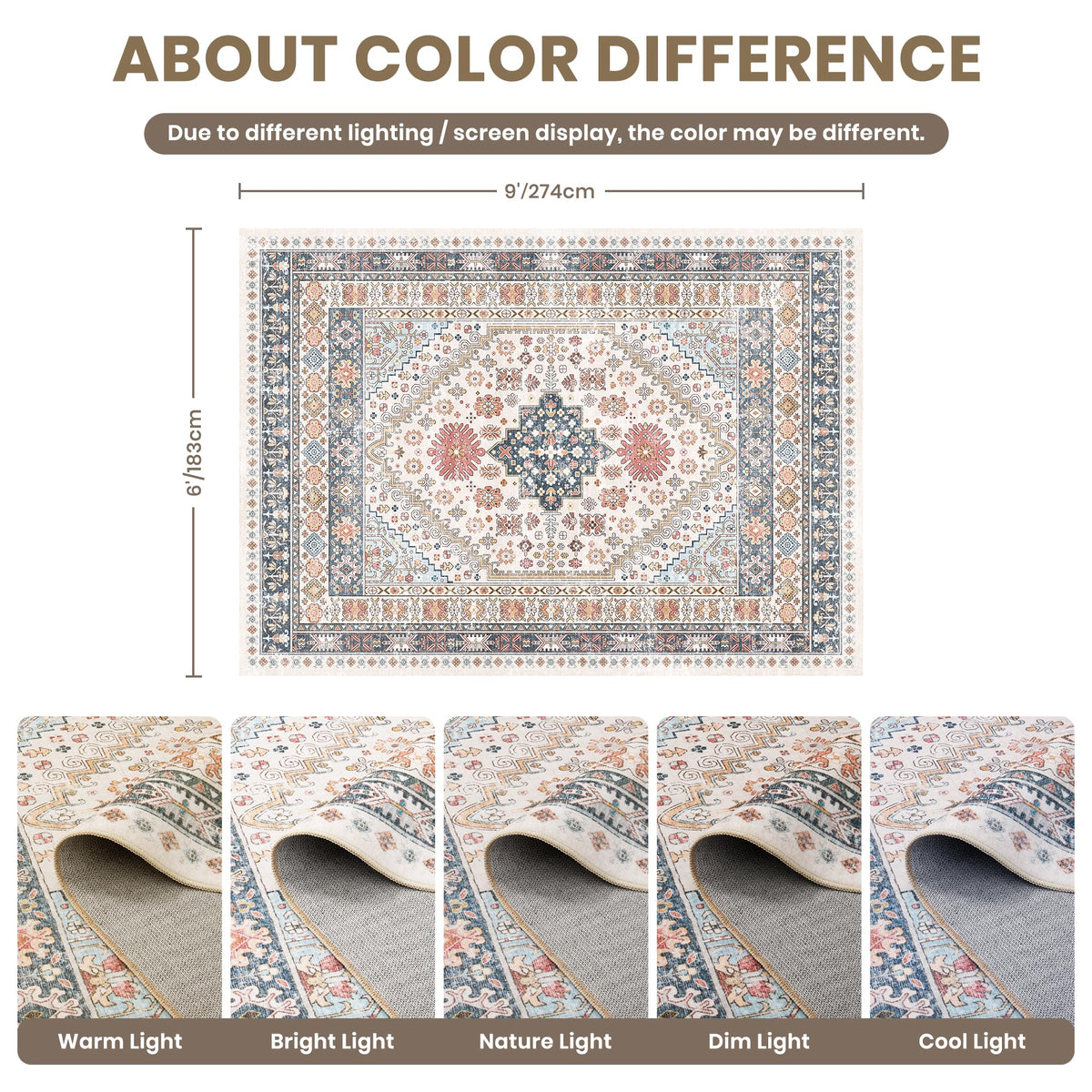 6x9 Area Rugs for Living Room (Multi Color / 6' x 9' (Rectangular))