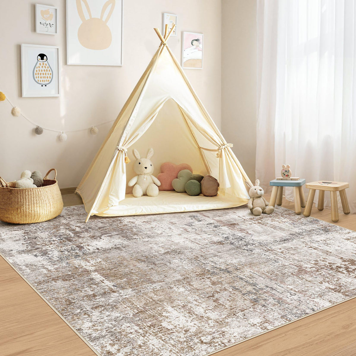 Square Area Rugs (Brown/Grey/Red / 6' x 6' (Square))