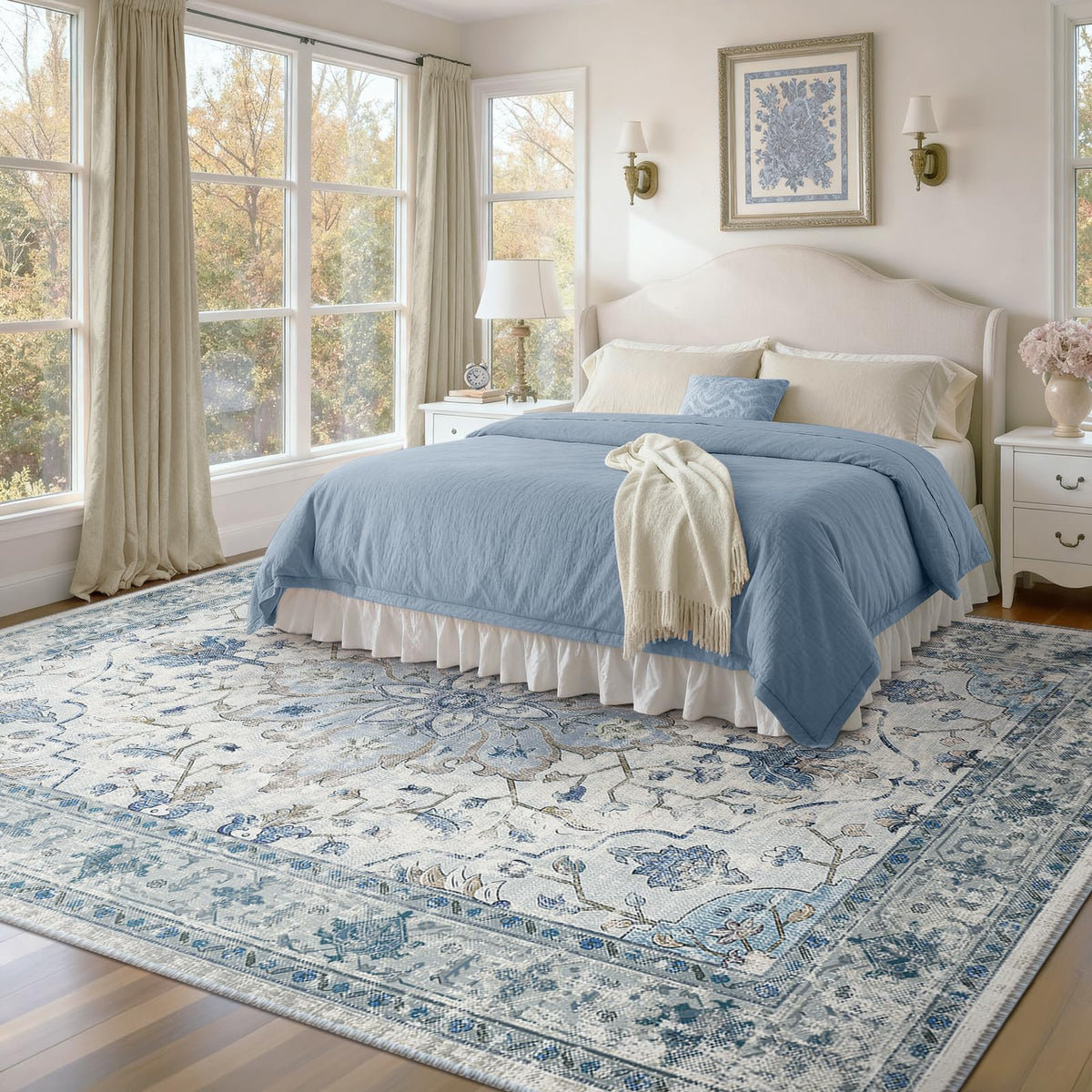 Washable Area Rug (Blue/White/Gray / 7' x 10' (Rectangular))