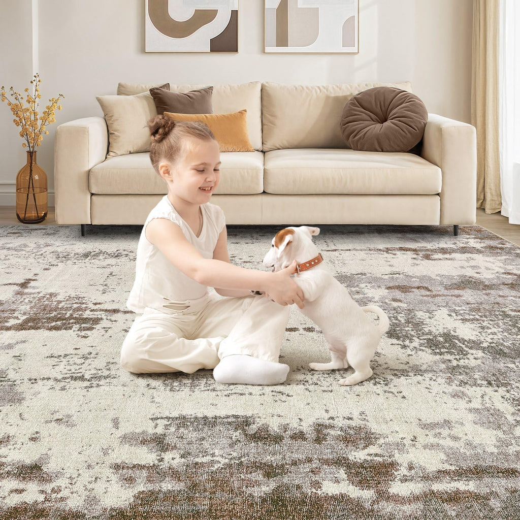 10x14 Washable Area Rug (Brown/Grey/Beige / 10' x 12' (Rectangular))