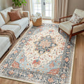 Washable Area Rug (Beige/Blue/Orange / 5' x 8' (Rectangular))