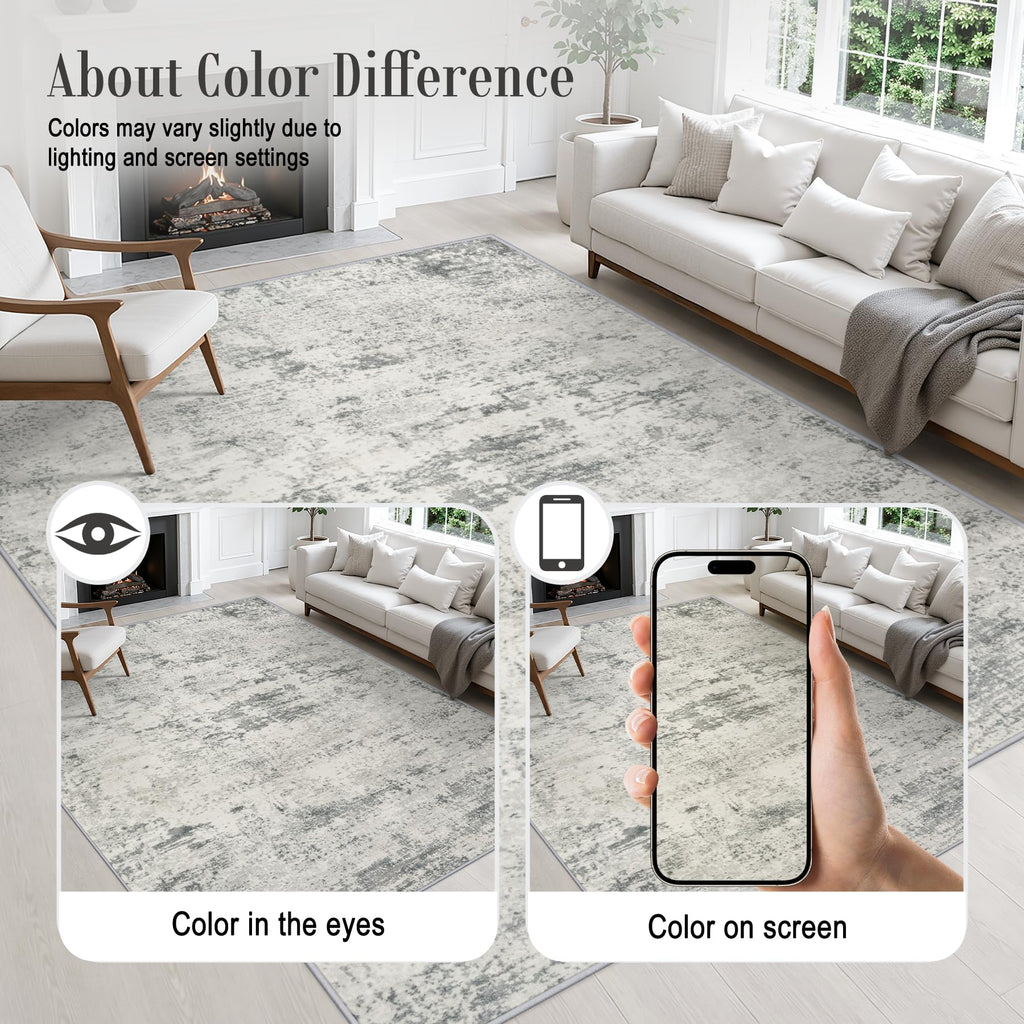 8x10 Area Rug Living Room (Grey White / 8' x 10' (Rectangular))