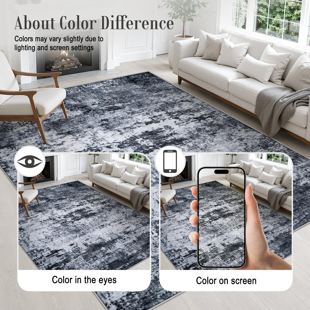 8x10 Area Rug Living Room (Black / 8' x 10' (Rectangular))