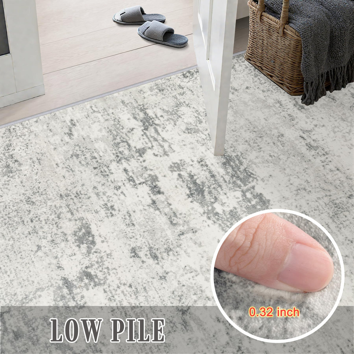 8x10 Area Rug Living Room (Grey White / 8' x 10' (Rectangular))