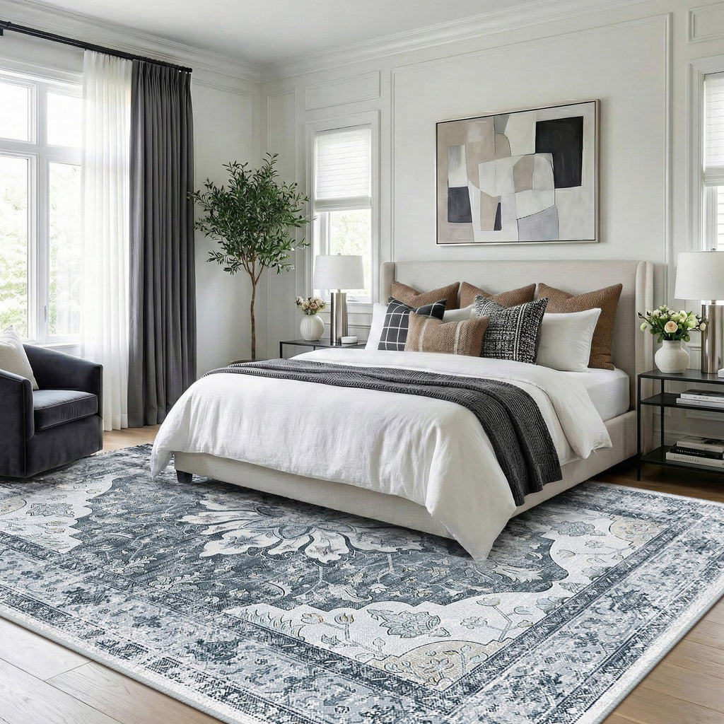Washable Area Rug (Grey/White/Beige / 8' x 10' (Rectangular))
