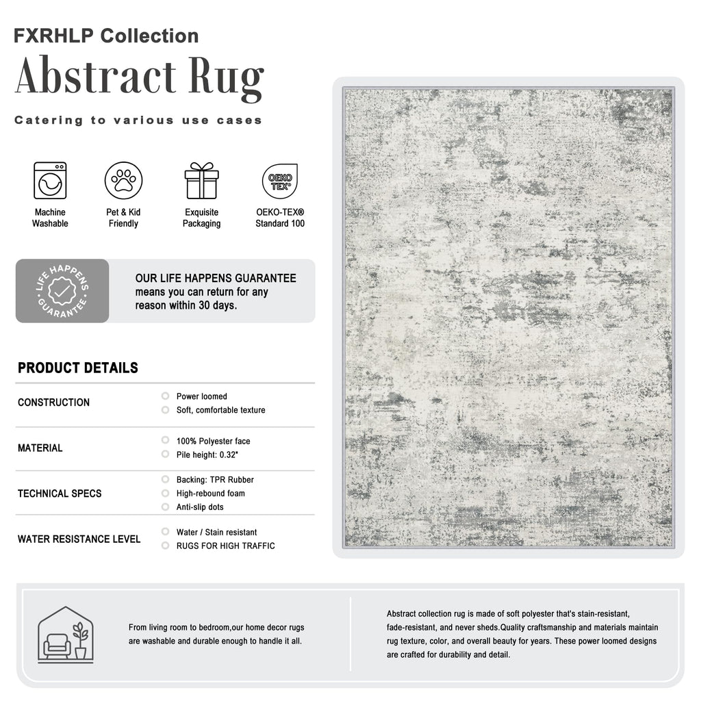 8x10 Area Rug Living Room (Grey White / 8' x 10' (Rectangular))