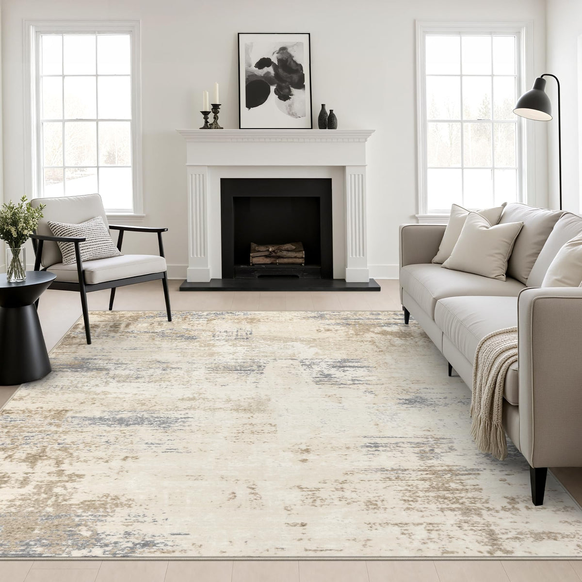 Area Rug Living Room (Beige Brown / 8' x 8' (Square))