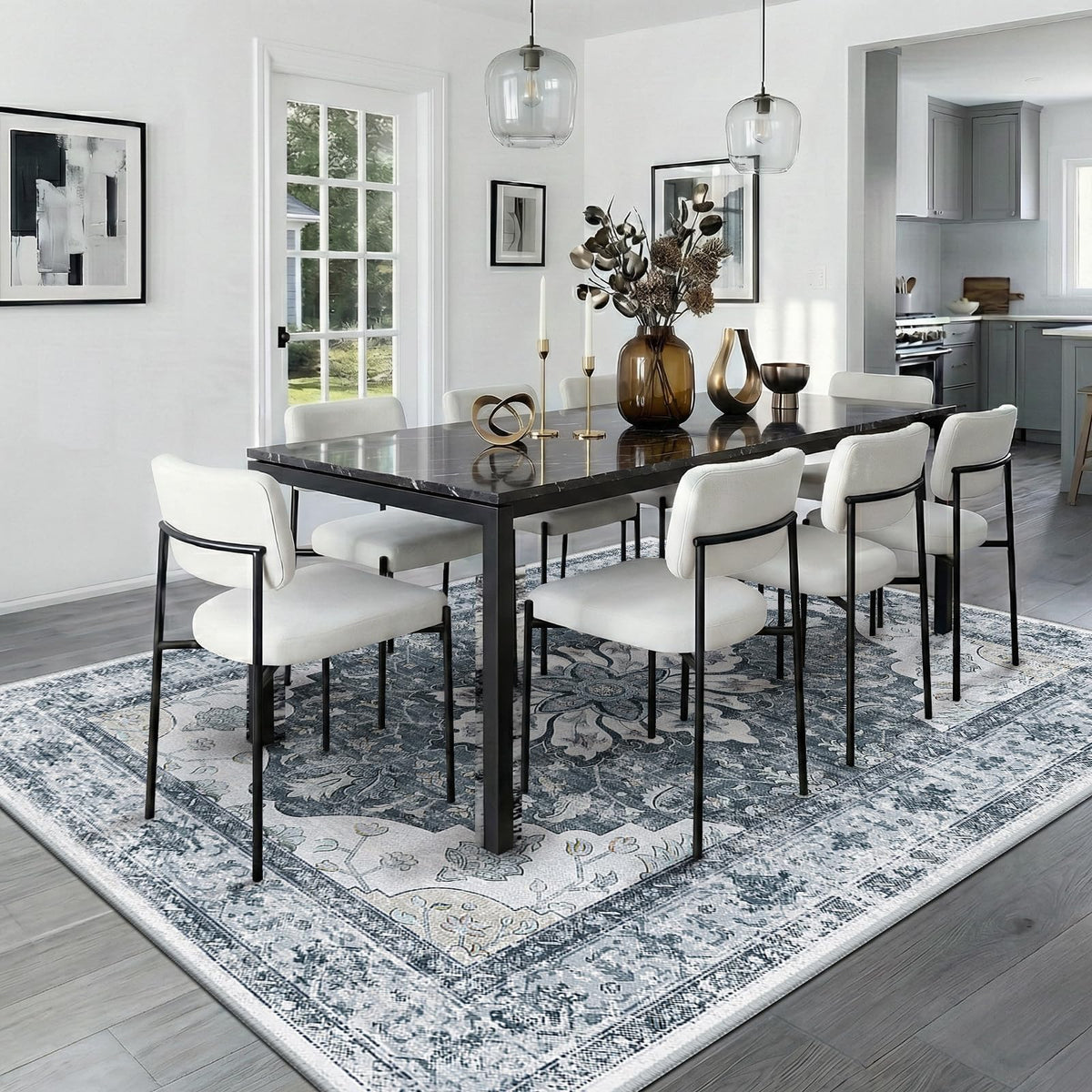Washable Area Rug (Grey/White/Beige / 8' x 10' (Rectangular))