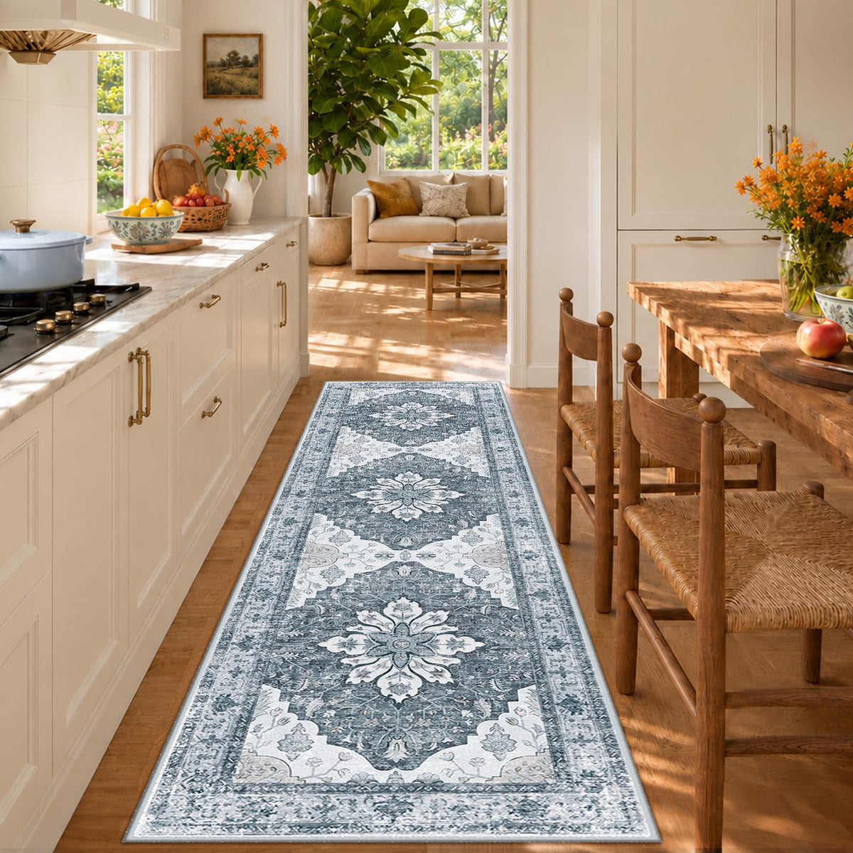 Washable Area Rug (Grey/White/Beige / 2'6" x 8' (Rectangular))