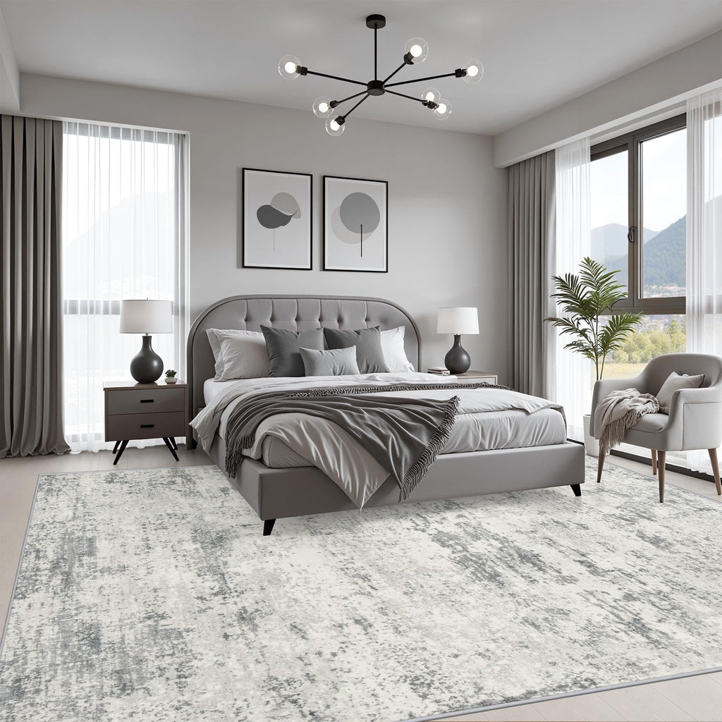 8x10 Area Rug Living Room (Grey White / 8' x 10' (Rectangular))