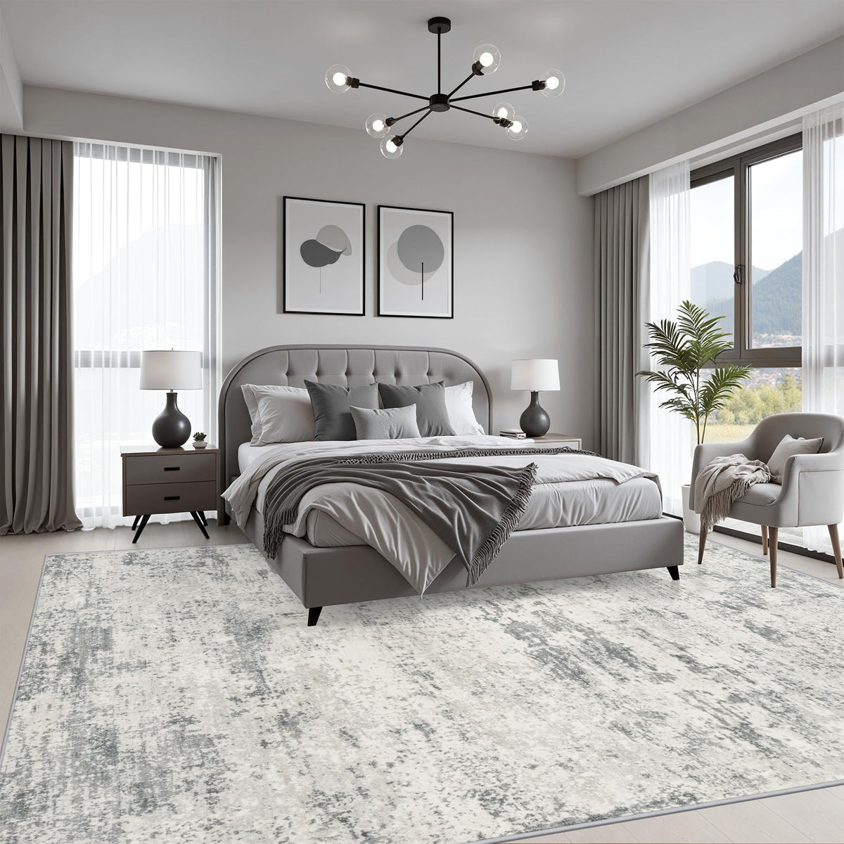 8x10 Area Rug Living Room (Grey White / 8' x 10' (Rectangular))