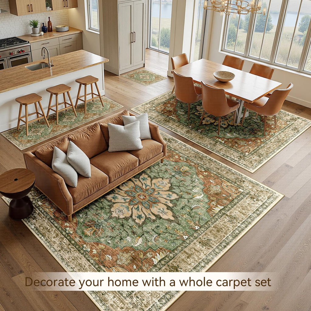Washable Area Rug (Brick/Brown/Green / 10' x 12' (Rectangular))